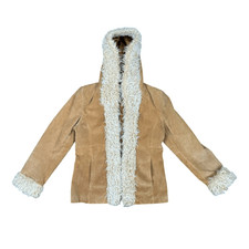 Vintage 90’s Giacca Suede Faux Fur Trim Penny Lane Leather Coat Sz Medium Hippie
