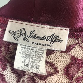 Intimate Affair Robe Womens Size M Ruby Lace Kimono Tie Robe Satin Trim Sexy