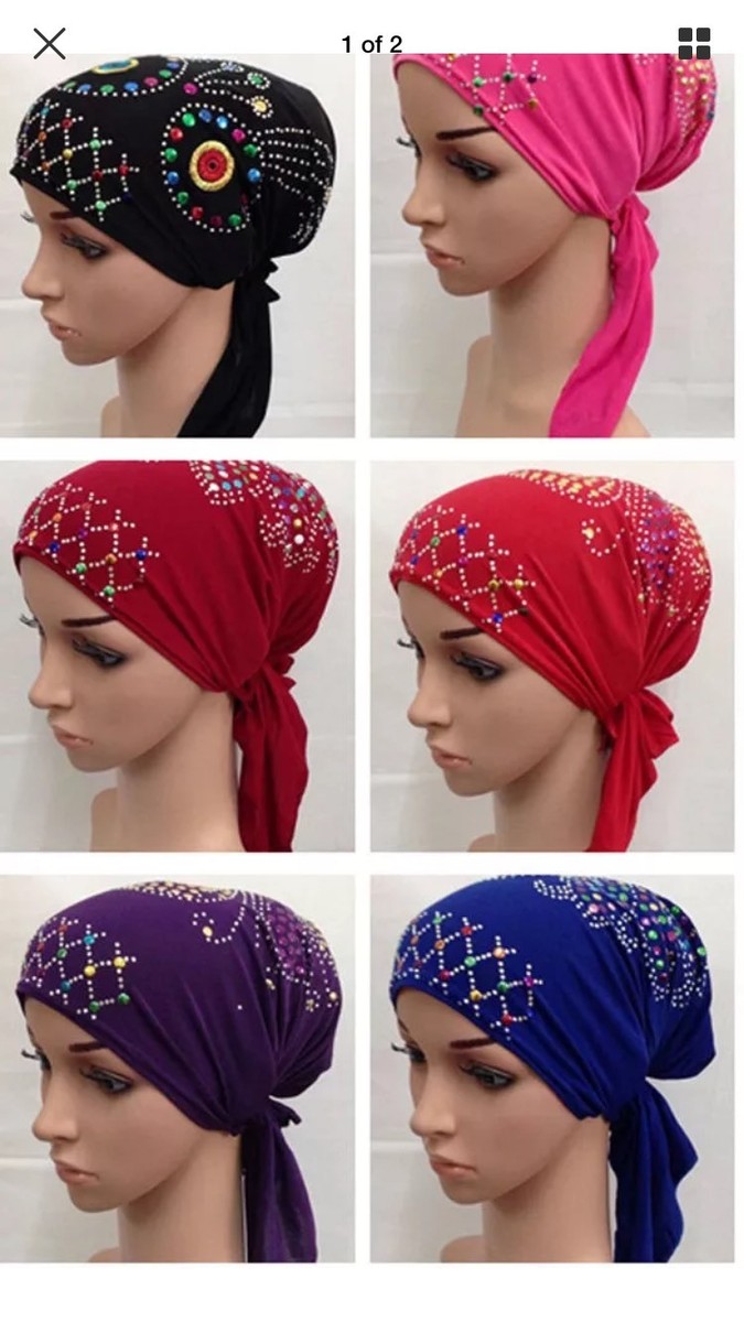Women Jeweled Beaded Rhinestones Scarf/Head Ties(Royal Blue,Black