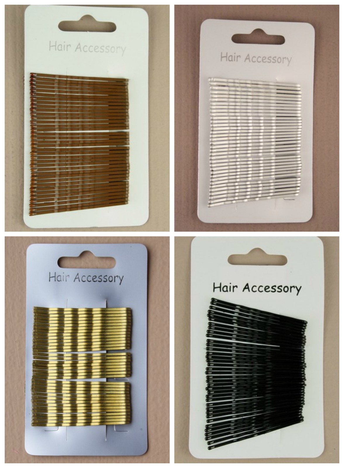 Card of 36 Hair Grips Blonde Brown Black Bobby Pins Kirby Grips Slides