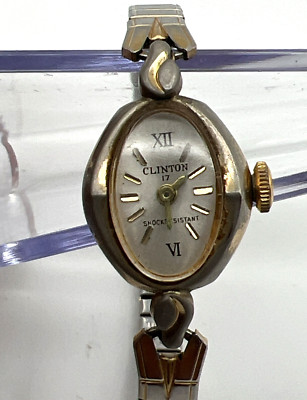 Vintage Ladies Clinton 17 Jewel Mechanical Watch Gold Silver  display picture 2