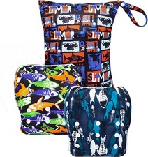 ALVABABY 2 Reusable Large Adjustable Washable Baby Swim Diapers  one Wet Bag