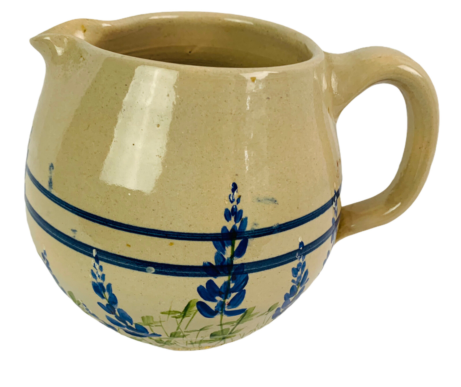 Texas Bluebonnet Ceramic Pitcher Flowers 1 Quart Handle Stoneware Hand ...