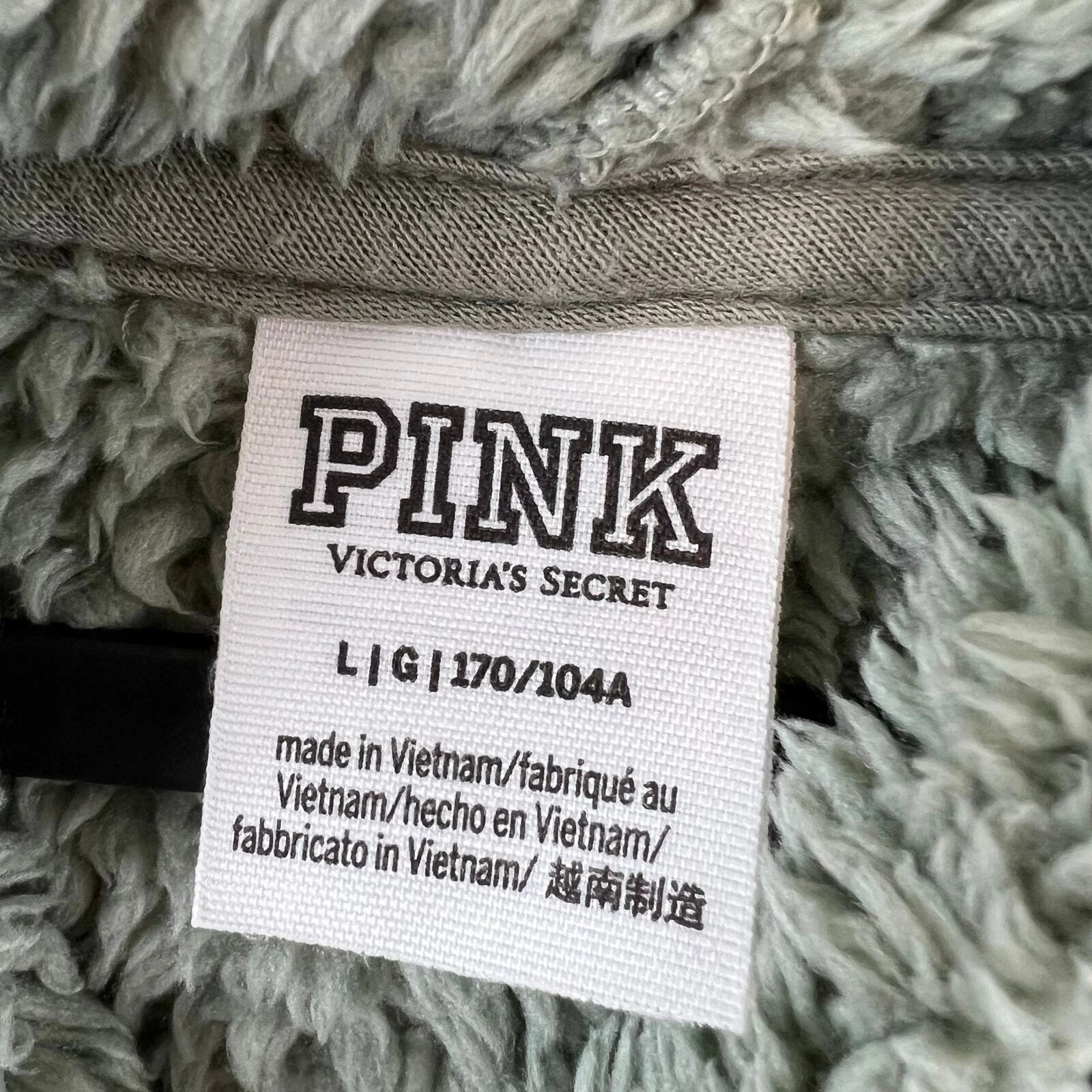 UNDERCOVER Felpa con cappuccio ROSA Victoria's Secret Teddy Sherpa quarto zip verde salvia taglia large