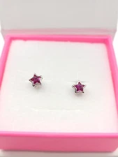 In Season Jewelry Ruby Star Sterling Silver Screwback Earrings