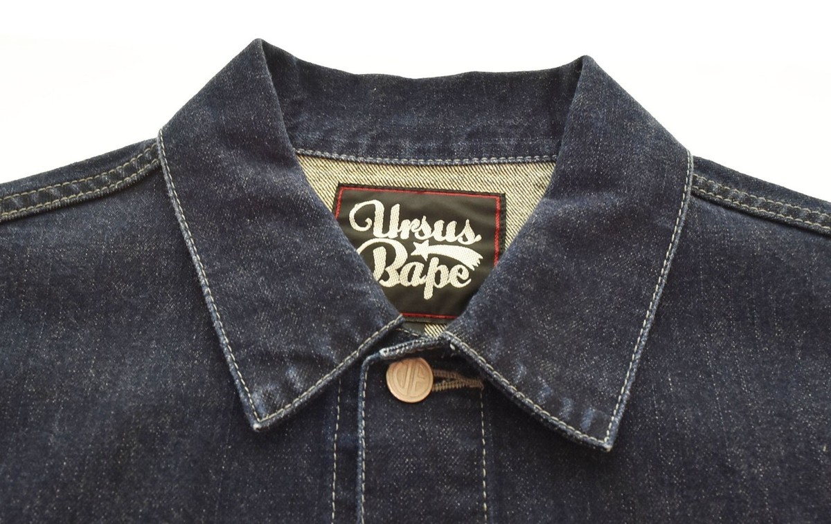 A BATHING APE Ursus Bape Blue Denim Jacket - Size L, Quality