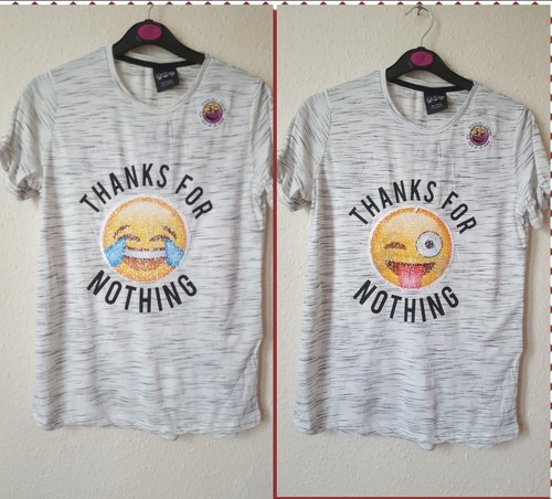Primark Chicas 2 vías Cepillo Con Lentejuelas emoji Camiseta Bnwt 7-13. |  eBay