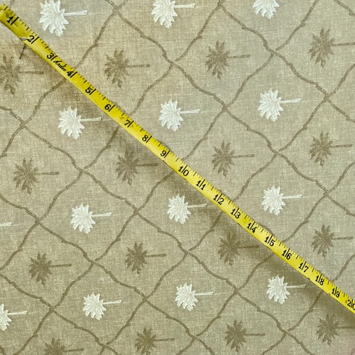 P Kaufmann Fabrics 3 yds Green Trellis of Palm Trees Cotton Upholsery Excellent - Picture 5 of 8