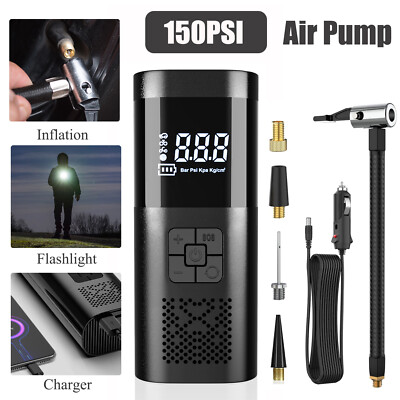 150 PSI Air Compressor Tire Inflator Fits Car Moto Bike Tires Air Pump Portable