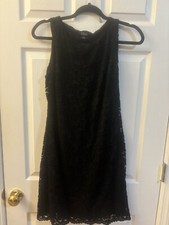 Ralph Lauren Chaps Lace Dress S 6 Black Stretch Sleeveless