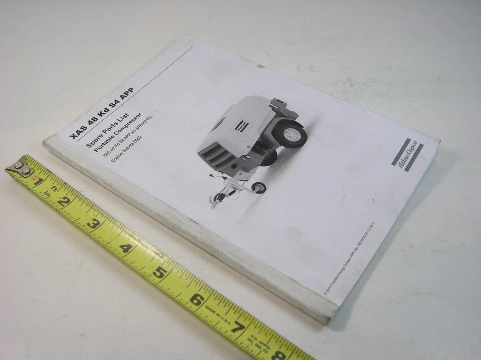 Atlas Copco XAS 45Kd S4 APP Compressor Parts Manual Book S/N APP407187 Up Foto 4 de 4