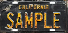 California CUSTOM Black 1960's License Plate w/ Weathered Raised Letter "Effect"