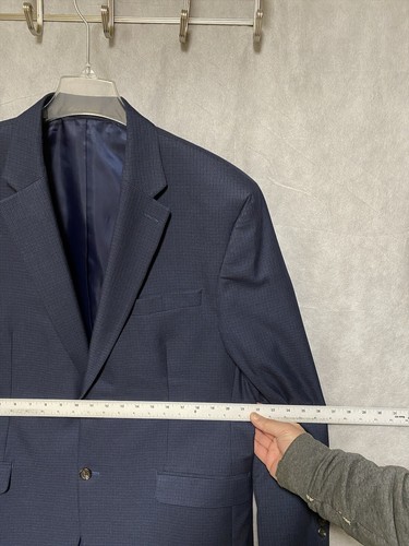 Chaps Blazer Men 44R Blue Houndstooth Flannel Coat Jacket Ralph Lauren Luxury - Picture 4 of 11