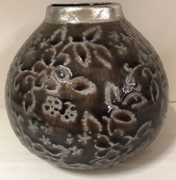 8 Ceramic Fire Pot With Flower Design 8 Ceramic Fire Pot With Flower Design