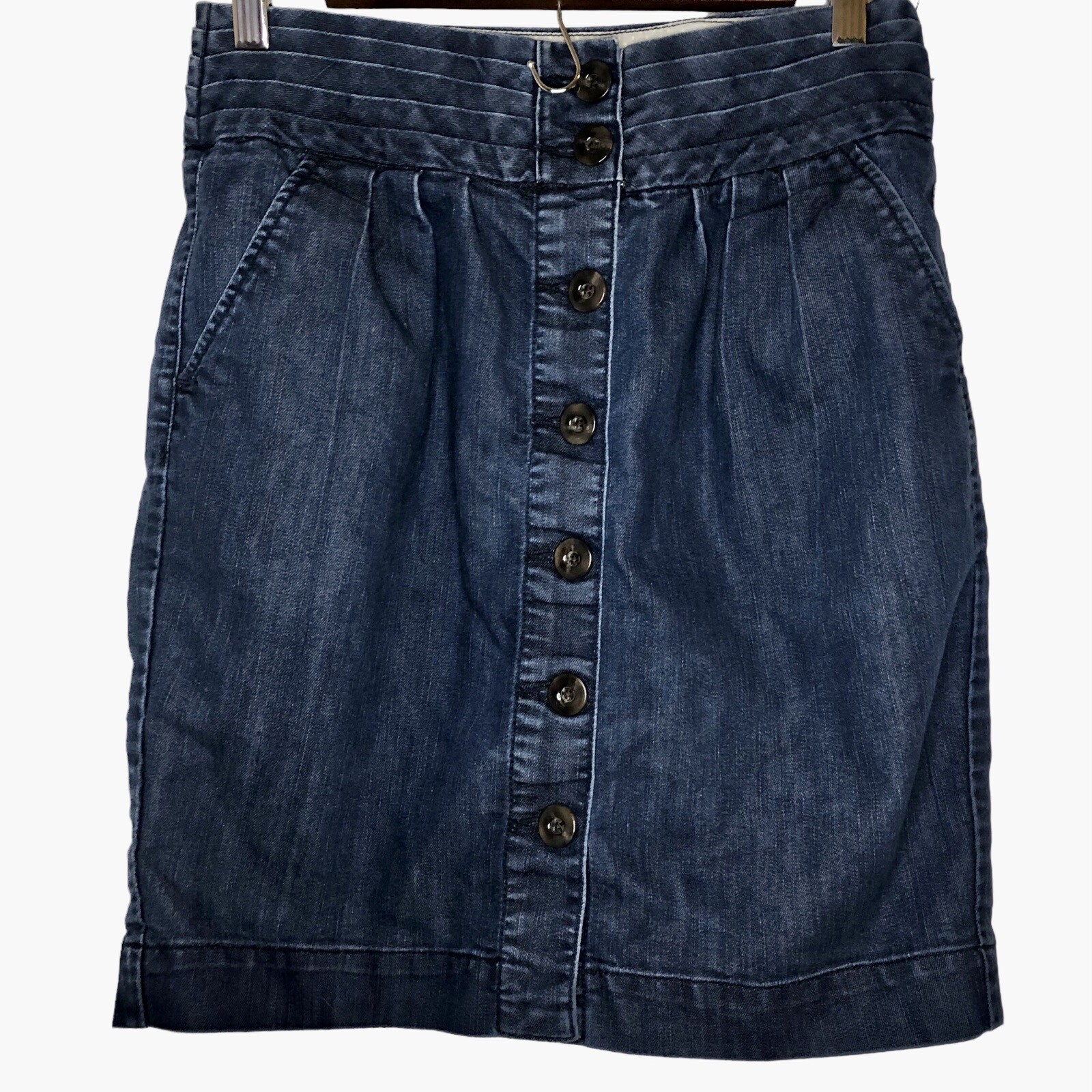Pilcro & The Letterpress Womens Size 6 Full Button Up Pleated Denim Jean Skirt