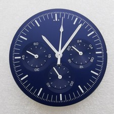 33.5mm sterile luminous black blue white dial hands fit VK63 quartz movement