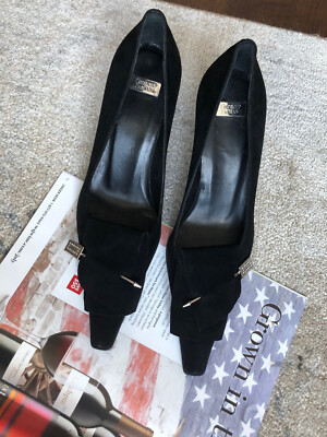 GIORGIO FABIANI /Made in Italy/Size 37/Black Suede/3 Inch High Heels/New
