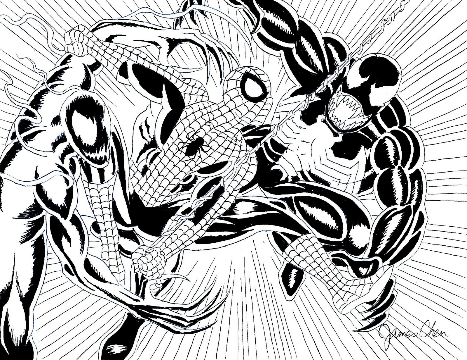Spiderman Vs Venom Vs Carnage Coloring Pages