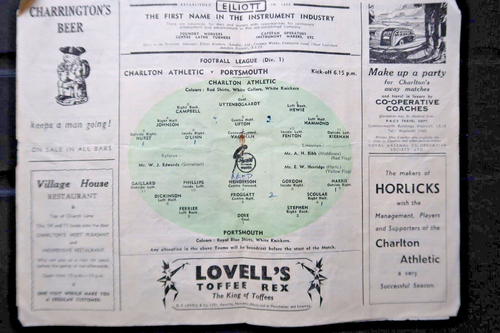 CHARLTON V PORTSMOUTH FOOTBALL PROGRAMME 1952 - 1953 DIVISION 1 - Picture 2 of 4