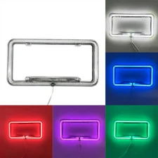 12V Universal Car Neon License Number Tag Frame With LED Light Front Rear Cover