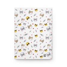 Cute Cat and Fish Pattern Hardcover Journal, Pet Lover Journal, Cat Lover Gift,