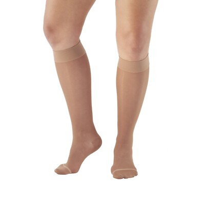 NIP~Ames Walker AW Style16 Nude Sheer Support 15-20mmHg CT Knee High Stockings L