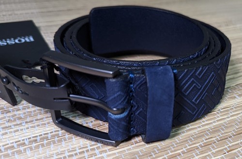 Hugo Boss Belt THER-HBBH-N Handmade, Soft Leather, Made in Italy, logo embossed - Picture 2 of 8