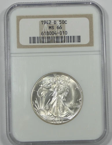 1942-D Walking Liberty Half Dollar CERTIFIED NGC MS 66 Silver 50c