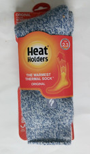 Heat Holders Original Unisex Tog 2.3 Blue Denim Cream Socks Sz W 5-9 M 4-8 NWT