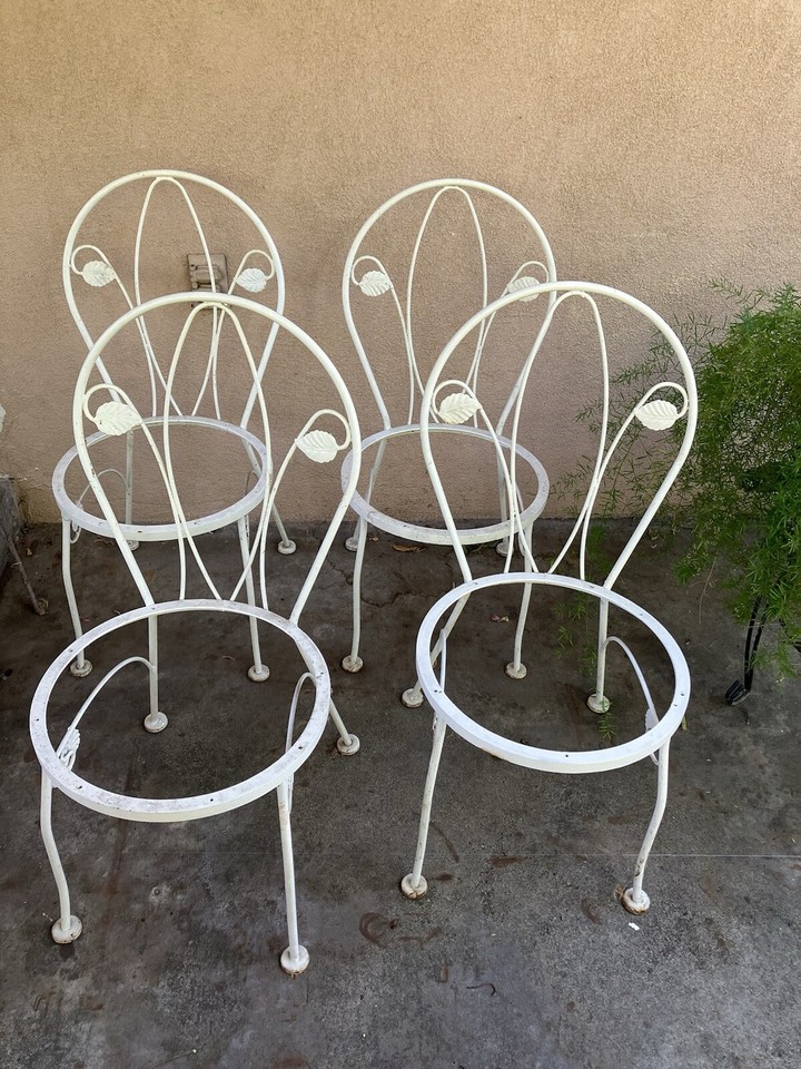 Vintage 5 Piece MCM Wrought Iron Patio Furniture Dining Set | eBay