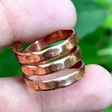 Solid Copper Adjustable Minimalist Healing Ring, Handmade, Unisex, Coil Ring