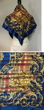 Elaine Gold Blue Plaid 34  Square Scarf Shall Wrap