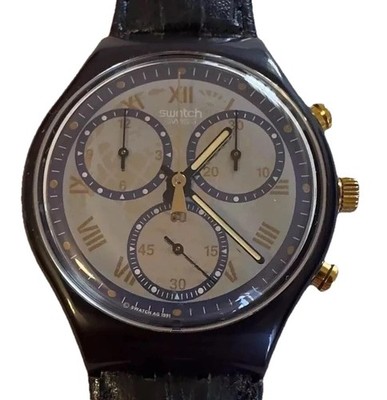 SWATCH CHRONO TIMELESS ZONE SCN104 Uhr Baujahr 1991 Lederarmband Chronograph
