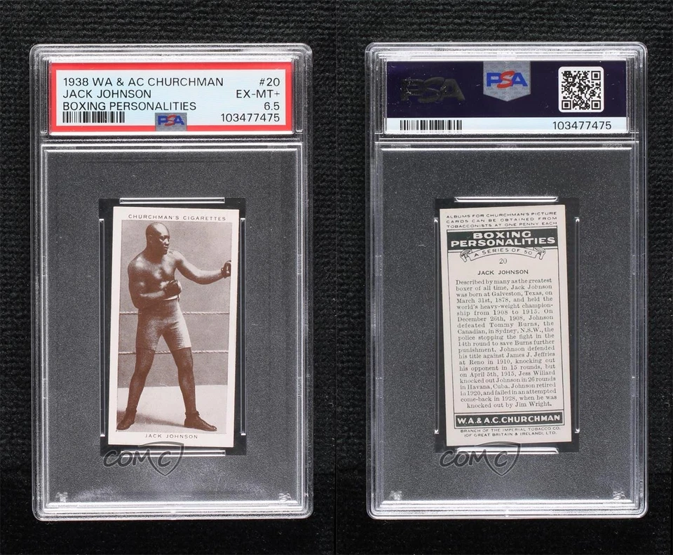 1938 Churchman's Boxing Personalities Tobacco Jack Johnson #20 PSA 6.5 - Image 3 of 3