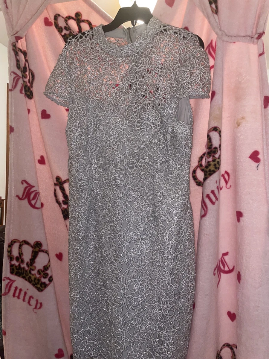 silver lace overlay dress Off-Shoulder Long Silver Lace Formal Dress CM319 Silver / 2