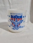 Vtg Milk Glass Bicentennial 1776 1976 Red White Blue USA Eagle Coffee Cup Mug
