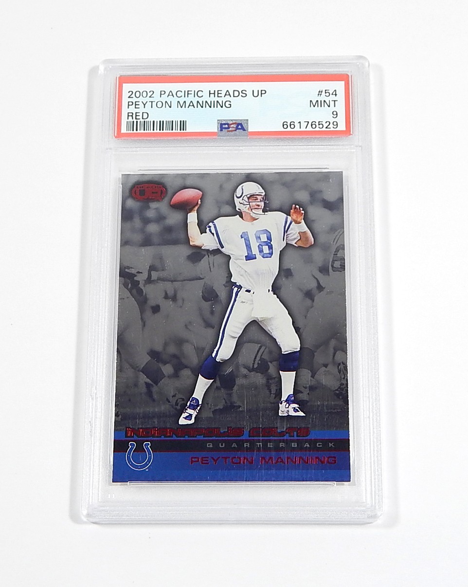 2002 Pacific Heads Up Red Peyton Manning #54 #'d /65 PSA 9 view 1