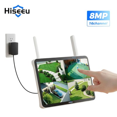 10CH 8MP 10'' IPS Touch Screen WiFi NVR Compatible with HISEEU Cameras EseeCloud
