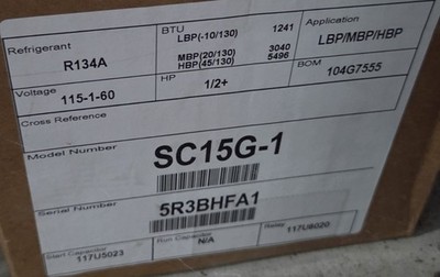 Secop Danfoss SC15G-1 Refrigeration Compressor R134a 1/2HP 115V LBP MBP HBP New