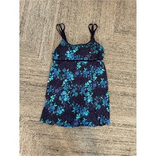 Swim365 Swimsuits for all Navy Floral Tank Dress Teal Blue Swim dress Sz 18