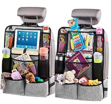 Backseat Car Organizer, Kick Mats Back Seat Protector with Touch Screen Gray