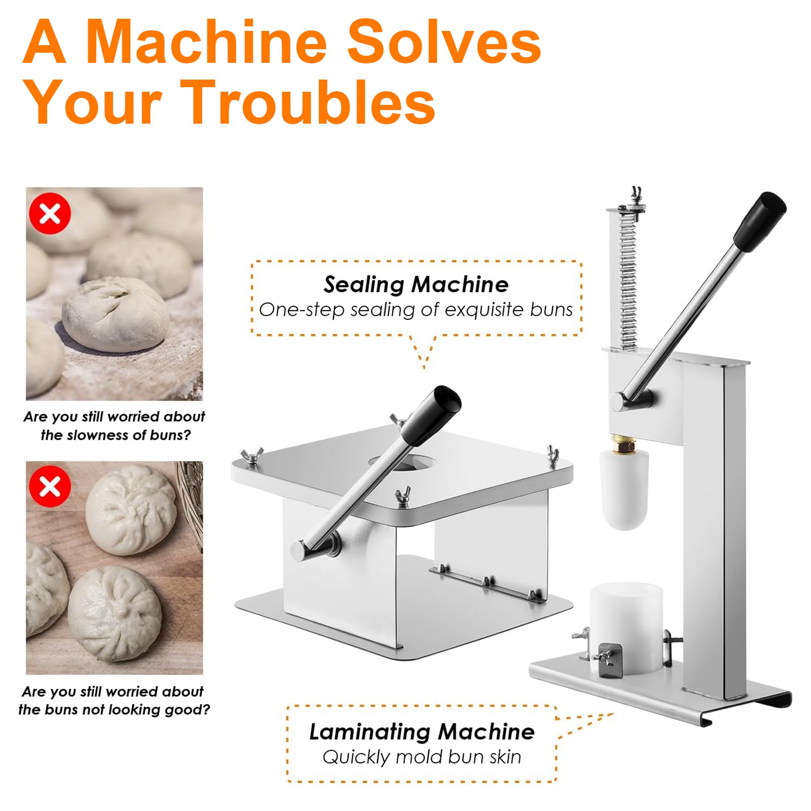 Manual Stuffed Bun Maker Chinese Baozi Machine With 3 Forming Dough Molds