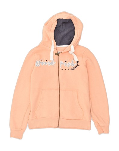 WEIRD FISH Womens Graphic Zip Hoodie Sweater UK 10 Small Orange Polyester AA50