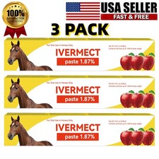 3 Pack New In Box Paste Horse Dewormer wormer Apple Flavor 1.87 EXP 1/2028