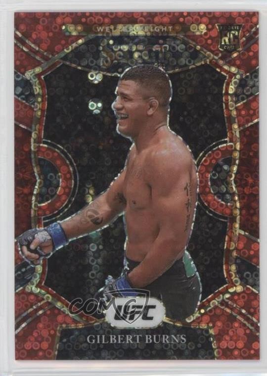 2021 Panini Select UFC Concourse Red Disco Prizm 66/199 Gilbert Burns #34 0a4f