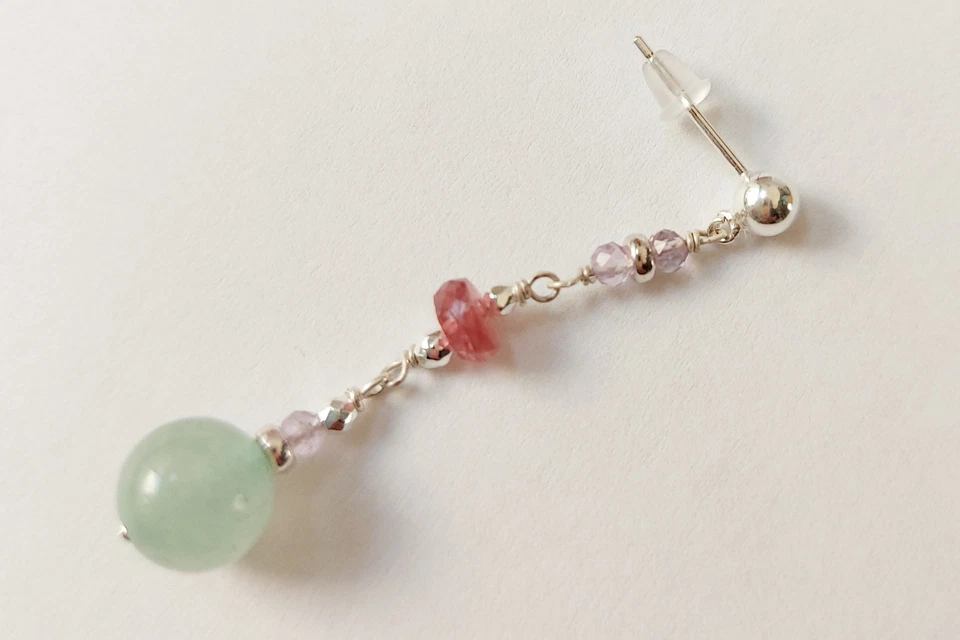 Orecchini pendenti in argento 925 con avventurina tormaline ametista ed ematite  - Immagine 4 di 4