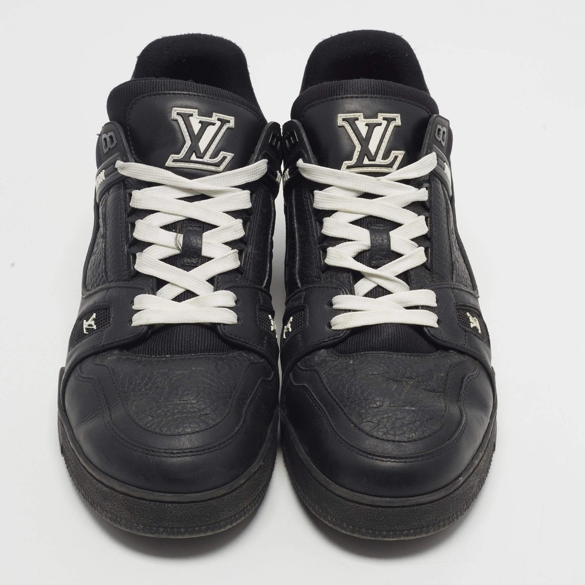 Louis Vuitton LV Trainer Size 45 Black Leather Lace Up Sneakers | eBay