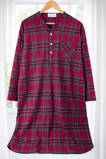 Vermont Country Store Size L Soft Cotton Flannel Nightgown Night Shirt Red Plaid