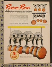 COCINA SARTÉN OLLA REVERE ESTANTE COBRE ACERO DECORACIÓN ROMA NY AD SN63