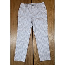 Chico's So Slimming Girlfriend Crop Pants Size 8 1 Blue White Stripe Preppy